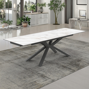 Juego de <span class=keywords><strong>Mesa</strong></span> de <span class=keywords><strong>Comedor</strong></span> <span class=keywords><strong>Extensible</strong></span> con Cubierta de Mármol Cerámico Inol de <span class=keywords><strong>12</strong></span> mm con Capacidad para <span class=keywords><strong>12</strong></span> <span class=keywords><strong>Personas</strong></span>, Fabricado con Patas de Metal y Cubierta de Piedra Sinterizada - Product Image 2