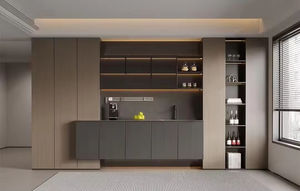 Mueble Bar Moderno y Elegante con Estantes Multi-Nivel y Almacenamiento Oculto para Sala de Estar o Comedor - Product Image 5