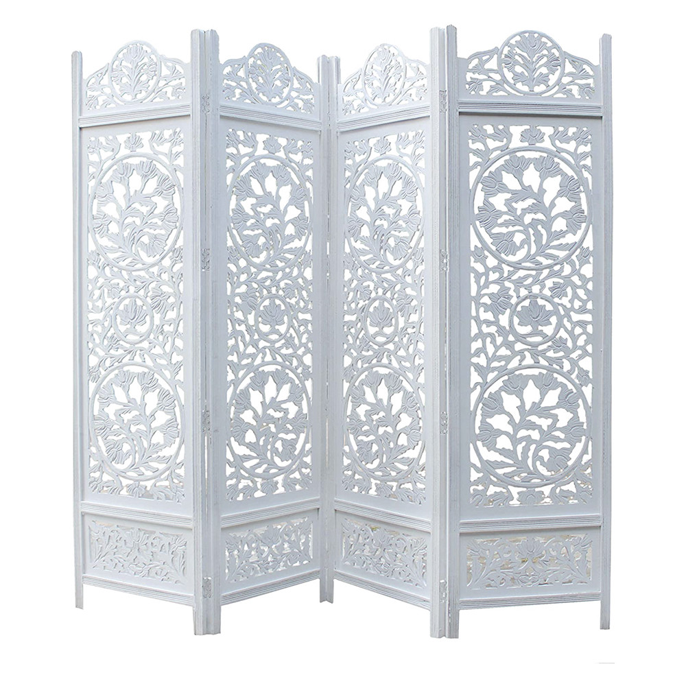 Античный Белый 4 панели ручной работы деревянные экраны и перегородки