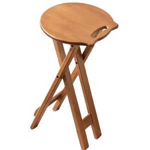 Tabouret de bar pliable en bois massif, rond, pliable, pour usage domestique, style minimaliste moderne - Product Image 5