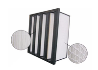 Filter Udara HEPA Fiberglass Bentuk-V 2V 3V 4V Baru dengan Efisiensi 99,95% untuk Ruang Bersih