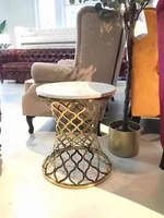 Table basse et table d'appoint en acier inoxydable doré avec plateau en marbre, meubles de salon pour la maison, pour utilisation avec un canapé