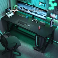 Escritorio de Computadora Rectangular Autoensamblable con Base de Acero, para Hogar, Juegos, Estudio u Oficina, Compatible con PC de Torre, Ideal para Dormitorio