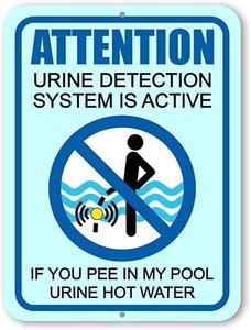 Letrero de Aluminio Personalizado de 9*12 Pulgadas con Sistema de Detección de Orina: El Sistema Activa la Alarma <span class=keywords><strong>si</strong></span> Orina en Mi Piscina, Agua Caliente - Product Image 1