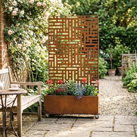 Parterre de jardin autoportant en acier thermolaqué de 1,8 m, écran d'intimité écologique personnalisable pour patio, balcon et jardin