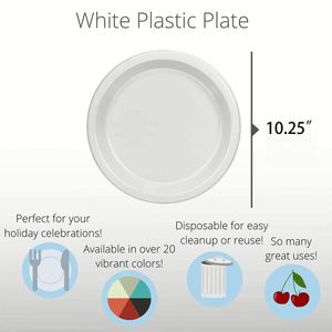 Assiette ronde en plastique durable 100 % sans BPA pour le camping, les mariages et les réunions professionnelles - Product Image 4