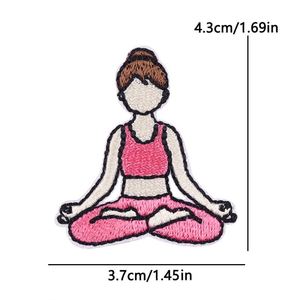 Iron on Pink Series Creative Embroidered Cartoon Yoga Girl Patch for <b>Art</b> Children's Hat Decoration - Product Image 4