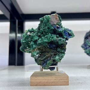Cristal de <span class=keywords><strong>Malaquita</strong></span> Natural con Simbiosis de <span class=keywords><strong>Azurita</strong></span>, Cuarzo Druzy, Espécimen en Bruto, Fengshui, Reiki, Venta al por Mayor - Product Image 6