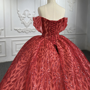 <b>Red</b> Sequins <b>Bow</b> Off Shoulder Bridal Gowns for Evening Dress Jancember 9936-1 - Product Image 3