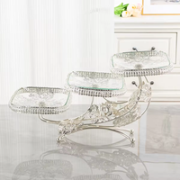Vaisselle légère de luxe Assiette à fruits en verre Plateaux de rangement Porte-dessert Plateau alimentaire Décoration dorée