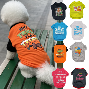 Ropa para Perros y Osos de Peluche Estilo Europeo Americano, Nueva Camiseta de Verano Delgada de Algodón en Tallas XS-L, Varios Colores con Patrón de Letras - Product Image 4