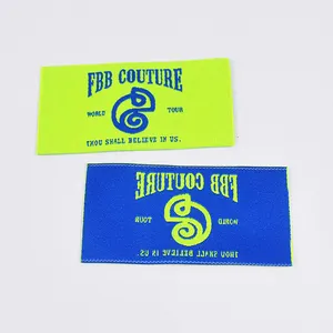 Free Sample Recycled Washable Clothing Fabric Label Design Custom Woven Label Garment Brand Name Logo Soft Touch Labels