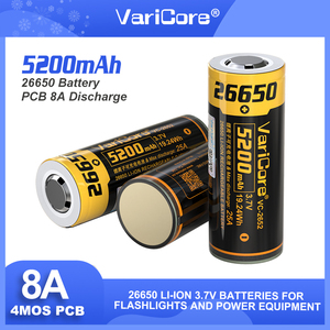 VariCore VC-2652 26650 8A Power Rechargeable Lithium <strong>Battery</strong> <strong>3.7V</strong> 5200mA Suitable for Flashlight PCB protection - Product Image 3