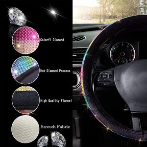 أغطية عجلة القيادة المرصعة بالكريستال الملون اللامع بألوان قوس قزح - Product Image 3