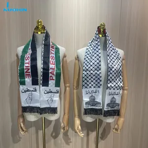 Wholesale Custom Logo Soccer National Symbols Palestine Flag Satin Silk Polyester Scarf