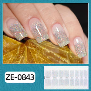 Qianya Gradient Glitter Nail Stickers Étanche Aucune Lumière Nécessaire-Mode Nail Wrap Vinyle Stickers pour Femmes Filles DIY <span class=keywords><strong>Manucure</strong></span> - Product Image 6