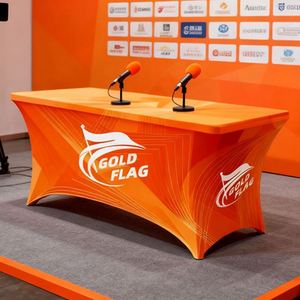 Housses de table publicitaires traditionnelles de marque pour la promotion des entreprises, en spandex épais, portables, avec impression de logo pour les tables de vendeurs - Product Image 5