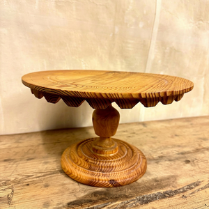 Wooden Pedestal Cake Stand with carved Edges Style Decorative Dessert <b>Platter</b> for Birthday Party Table Centerpiece For dinning - Product Image 1