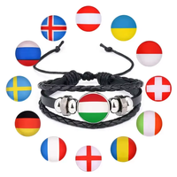 Vente en gros Nouveau design de haute qualité Fans de football réglable Haïti Pays Drapeau Bracelets en cuir Logo pour hommes ou femmes