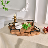INNOVA HOME Ensemble personnalisé de 2 plateaux alimentaires en bois finition laquée poignée en métal pour servir des bijoux utiliser salon bureau