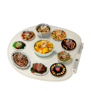 Tapis chauffant pliable pour aliments, chauffe-plat électrique rond extra large, tapis de réchauffement pour vêtements ou assiettes avec 8 niveaux de minuterie - Product Image 1