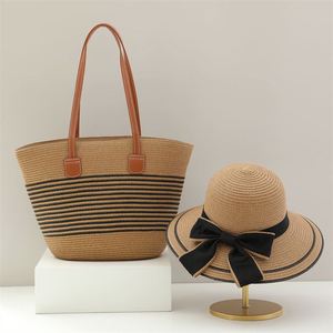 Wholesale New Tendy <b>Women</b> Large Capacity Summer <b>Straw</b> Woven Bag Two Piece Set Beach <b>Straw</b> <b>Hat</b> and Bag - Product Image 5