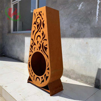 BETTER GARDEN Foyer extérieur autoportant en acier corten rouille rouge, taille personnalisable, foyer à bois, design moderne