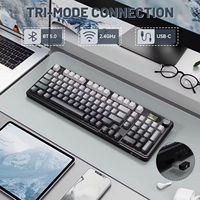 Keyboard Mekanik Tri-Mode ATTACK SHARK X98 PRO dengan Layar Pintar, Tombol Metal, Gasket Mount, dan Suara Menggelegar untuk Gamer PC Esports