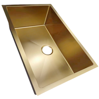 Ensemble d'éviers de cuisine à cuvette unique de calibre 16 en acier inoxydable de style encastré doré de 27x17 pouces