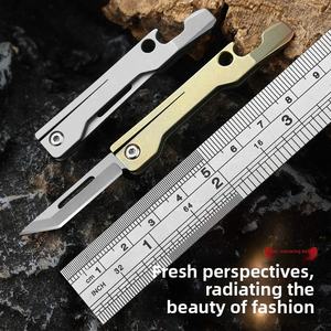 Titanyum alaşım DIY OEM çakı <span class=keywords><strong>Mini</strong></span> katlanır keskin küçük programı çok fonksiyonlu taşınabilir kurye bıçağı - Product Image 2