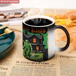 Mug en céramique 2D pour enfants, peinture à changement de couleur, 11 oz, design sensible à la chaleur, Halloween - Product Image 5