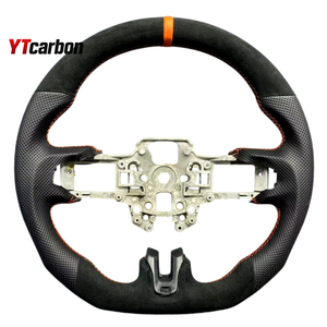 Volant de course sport personnalisé en fibre de carbone véritable forgée avec flocons rouges brodés YTcarbon pour <span class=keywords><strong>Mustang</strong></span> S550 <span class=keywords><strong>GT</strong></span> Shelby - Product Image 3