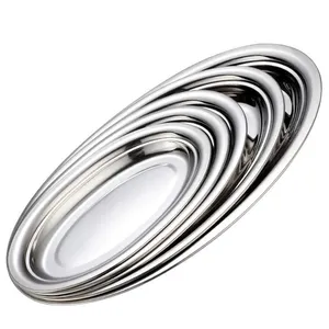 Assiette Ronde Décorative Écologique en Acier Inoxydable 201, Style Américain, <span class=keywords><strong>Vaisselle</strong></span> Coréenne avec Logo Personnalisé - Product Image 1