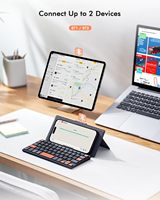 Keyboard Mini Universal BT dengan tombol navigasi oranye dan dudukan serbaguna untuk Android/iOS/Windows