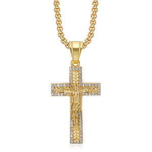 Hip Hop glacé CZ jésus religieux croix chrétien étanche sans ternissement en acier inoxydable bijoux pendentif colliers hommes mâle - Product Image 5