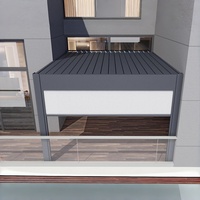 Pergola à toit en métal côté contre mur Gazebo à persiennes en aluminium motorisé résistant aux intempéries à l'extérieur