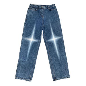 Grande <span class=keywords><strong>Croix</strong></span> Personnalisée Impression Laser Sérigraphie Pantalon en Denim Couleurs de <span class=keywords><strong>Spray</strong></span> Street Wear Jeans Slim Fit pour Hommes - Product Image 3
