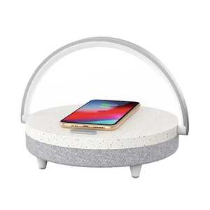 <span class=keywords><strong>EZVALO</strong></span> Enceinte musicale sans fil compacte blanche PRO pour chambre à coucher avec chargeur sans fil, lumière à trois niveaux de luminosité et capteur de luminosité - Product Image 1