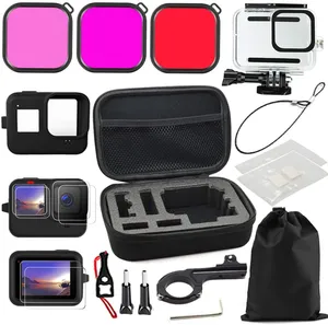 Custodia impermeabile Lente In Vetro Temperato Pellicola Della Protezione Dello Schermo della Cassa Del Silicone Filtri Accessori Bundle per GoPro Hero 9 Go Pro