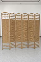 Paravent moderne mobile en fibres naturelles tissées à la main, 6 panneaux, autoportant, pliable, design arche, écologique