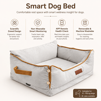 Lit intelligent pour chien et chat, motif uni, emballage en boîte, surveillance de la santé non invasive, suivi à distance via application, lavable, OEM ODM, vente en gros