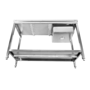 Table de préparation commerciale en acier inoxydable avec évier intégré et égouttoir |   Plan de travail de cuisine à 2 niveaux - Product Image 4