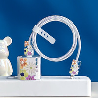 Protector de Cable con Diseño Floral Único para Adaptador de iPhone de 20w, Cargador de Teléfono, Protector de Cable de Datos, Funda Protectora
