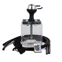Kit Chicha Acrylique Givré Arabe avec Lumière LED, Double Tube Carré et Accessoires Inclus – Approvisionnement Transfrontalier