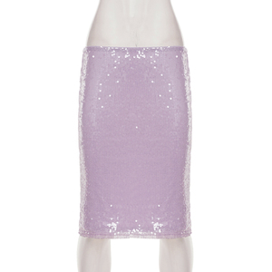 Jupe mi-longue élégante et moulante à sequins, taille basse, style européen-américain, pour soirée en boîte de nuit, pour femme - Product Image 6