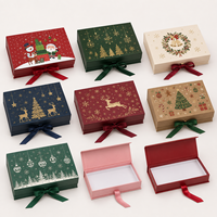 Boîte cadeau rigide à fermeture magnétique personnalisée avec ruban, couvercle à rabat, emballage en papier pour Noël, cosmétiques, bijoux, coffrets cadeaux