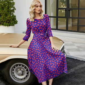 2023 nuovo inventario consegna rapida abito da cintura girocollo Plus size con stampa estiva di migliore qualità - Product Image 2