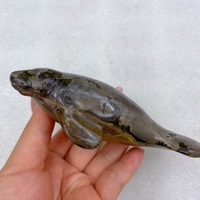Statue de Manatee en Cristal Naturel Sculpté en Gros, Figurine de Vache de Mer en Pierre Précieuse, Sculpture Animale en Cristal de Guérison, Décoration d'Intérieur, Cadeau