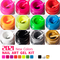 Kit de vernis à ongles en gel UV Soak Off pour salon de beauté, couleurs pour nail art, gel de peinture et gel de ligne