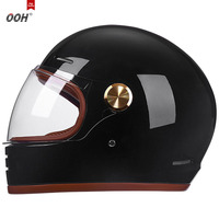 Casque de moto rétro OOH pour adultes, casque intégral vintage avec système de ventilation, design imperméable pour la conduite à moto
